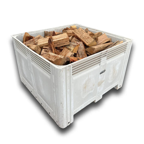 Mixed Hardwood Firewood - 1 Cube in a storage container ready for use.