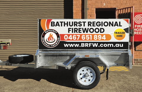 Box Trailer Hire - 2 Hours - Bathurst Regional Firewood trailer available for hire with contact details.